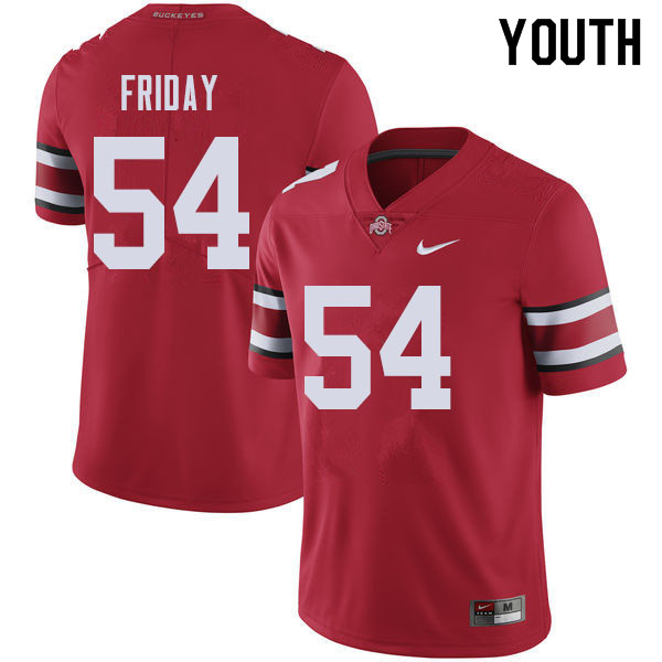 Ohio State Buckeyes Tyler Friday Youth #54 Red Authentic Stitched College Football Jersey